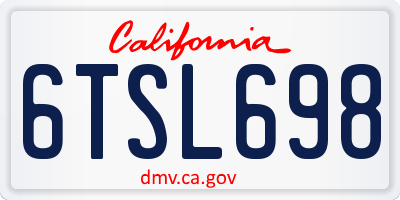 CA license plate 6TSL698