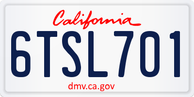 CA license plate 6TSL701