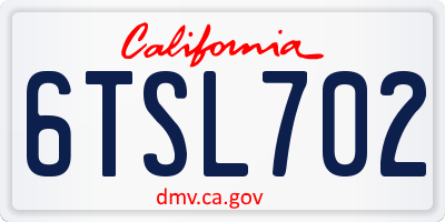 CA license plate 6TSL702