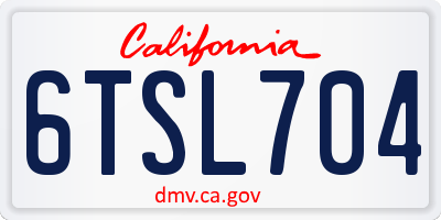 CA license plate 6TSL704