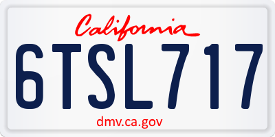CA license plate 6TSL717