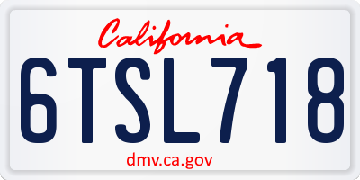 CA license plate 6TSL718