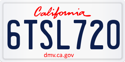 CA license plate 6TSL720
