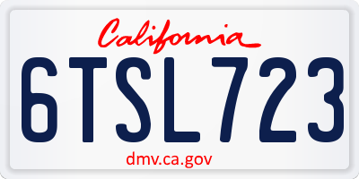 CA license plate 6TSL723