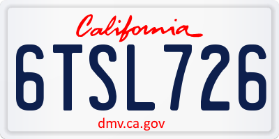 CA license plate 6TSL726