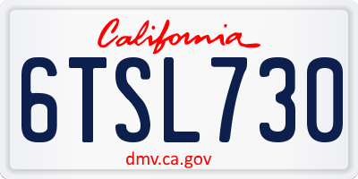 CA license plate 6TSL730