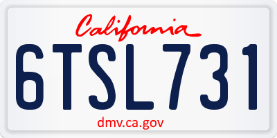 CA license plate 6TSL731
