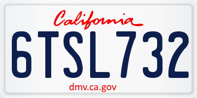 CA license plate 6TSL732