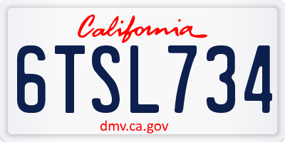 CA license plate 6TSL734