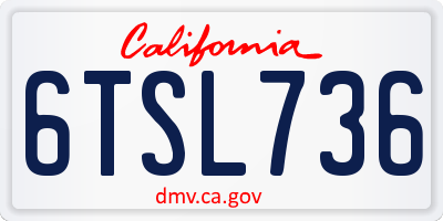 CA license plate 6TSL736