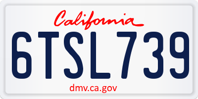 CA license plate 6TSL739