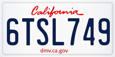 CA license plate 6TSL749