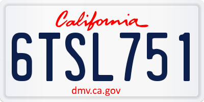 CA license plate 6TSL751