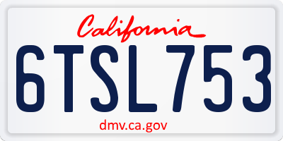 CA license plate 6TSL753