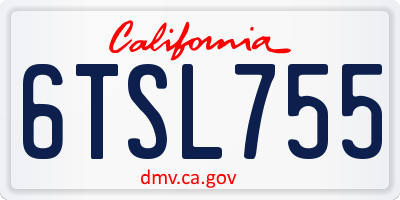 CA license plate 6TSL755