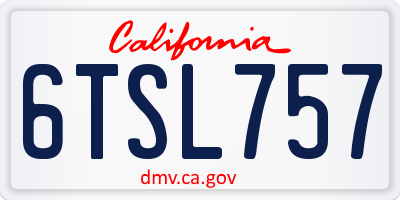 CA license plate 6TSL757