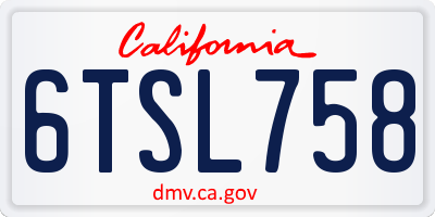 CA license plate 6TSL758
