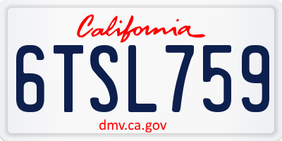 CA license plate 6TSL759