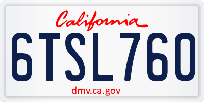 CA license plate 6TSL760