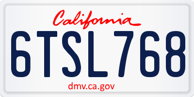 CA license plate 6TSL768