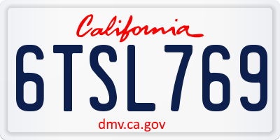 CA license plate 6TSL769