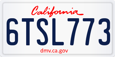 CA license plate 6TSL773
