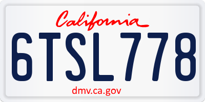 CA license plate 6TSL778