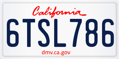 CA license plate 6TSL786