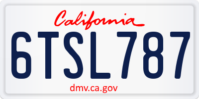 CA license plate 6TSL787