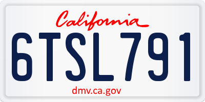 CA license plate 6TSL791