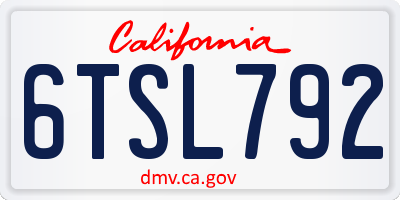 CA license plate 6TSL792