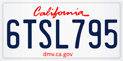 CA license plate 6TSL795