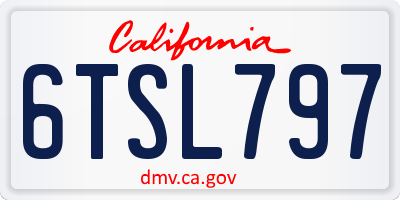 CA license plate 6TSL797