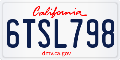 CA license plate 6TSL798