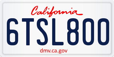 CA license plate 6TSL800