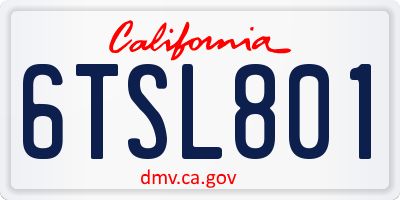 CA license plate 6TSL801
