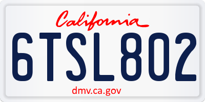 CA license plate 6TSL802