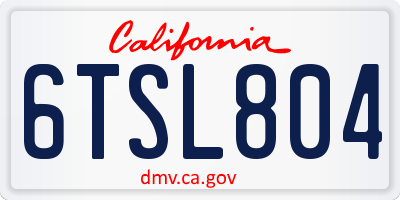 CA license plate 6TSL804