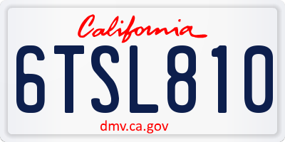 CA license plate 6TSL810