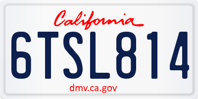 CA license plate 6TSL814