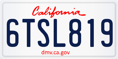 CA license plate 6TSL819