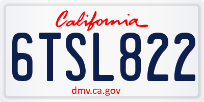 CA license plate 6TSL822