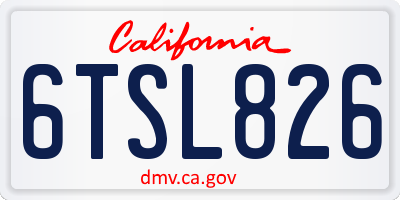 CA license plate 6TSL826