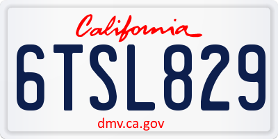 CA license plate 6TSL829