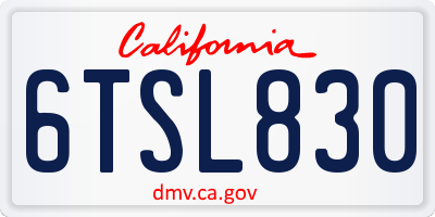 CA license plate 6TSL830