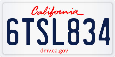 CA license plate 6TSL834