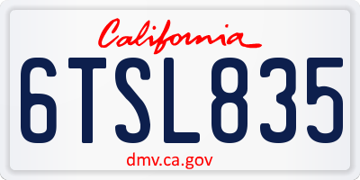 CA license plate 6TSL835