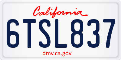 CA license plate 6TSL837