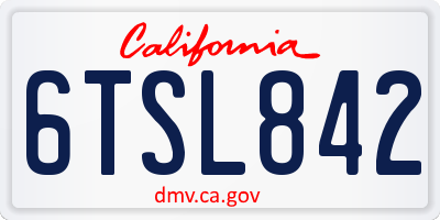 CA license plate 6TSL842