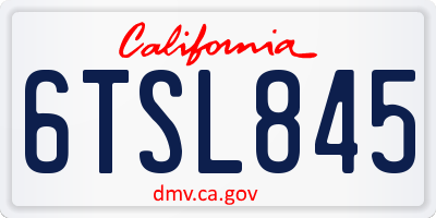 CA license plate 6TSL845